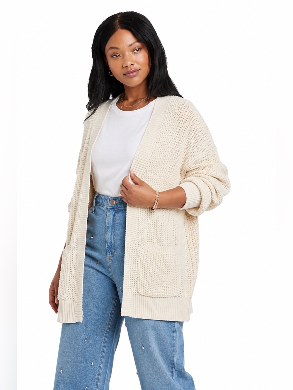 Universal Thread| Cream Open Front Chunky Knit Cardigan